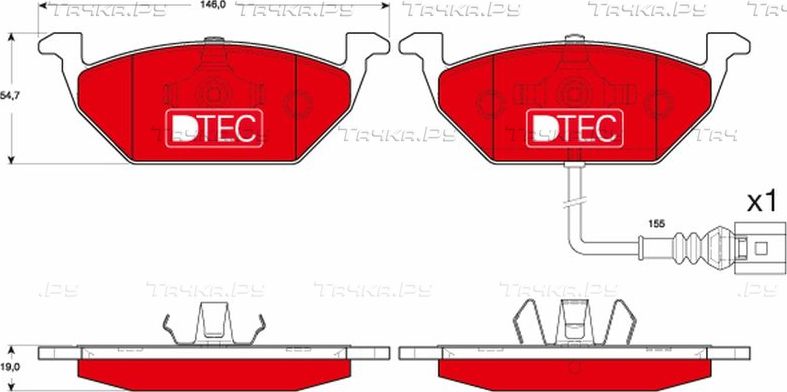 Тормозные колодки TRW DTEC COTEC передние для SEAT Toledo III 2004-2009. Артикул GDB1658DTE