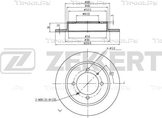 Тормозной диск Zekkert для Mitsubishi Carisma I 1995-2006. Артикул BS-5225B