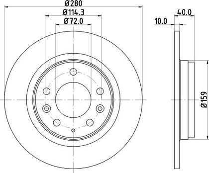 Тормозной диск Hella Pagid Pro задний для Mazda Premacy I (CP) 1999-2005. Артикул 8DD 355 110-381