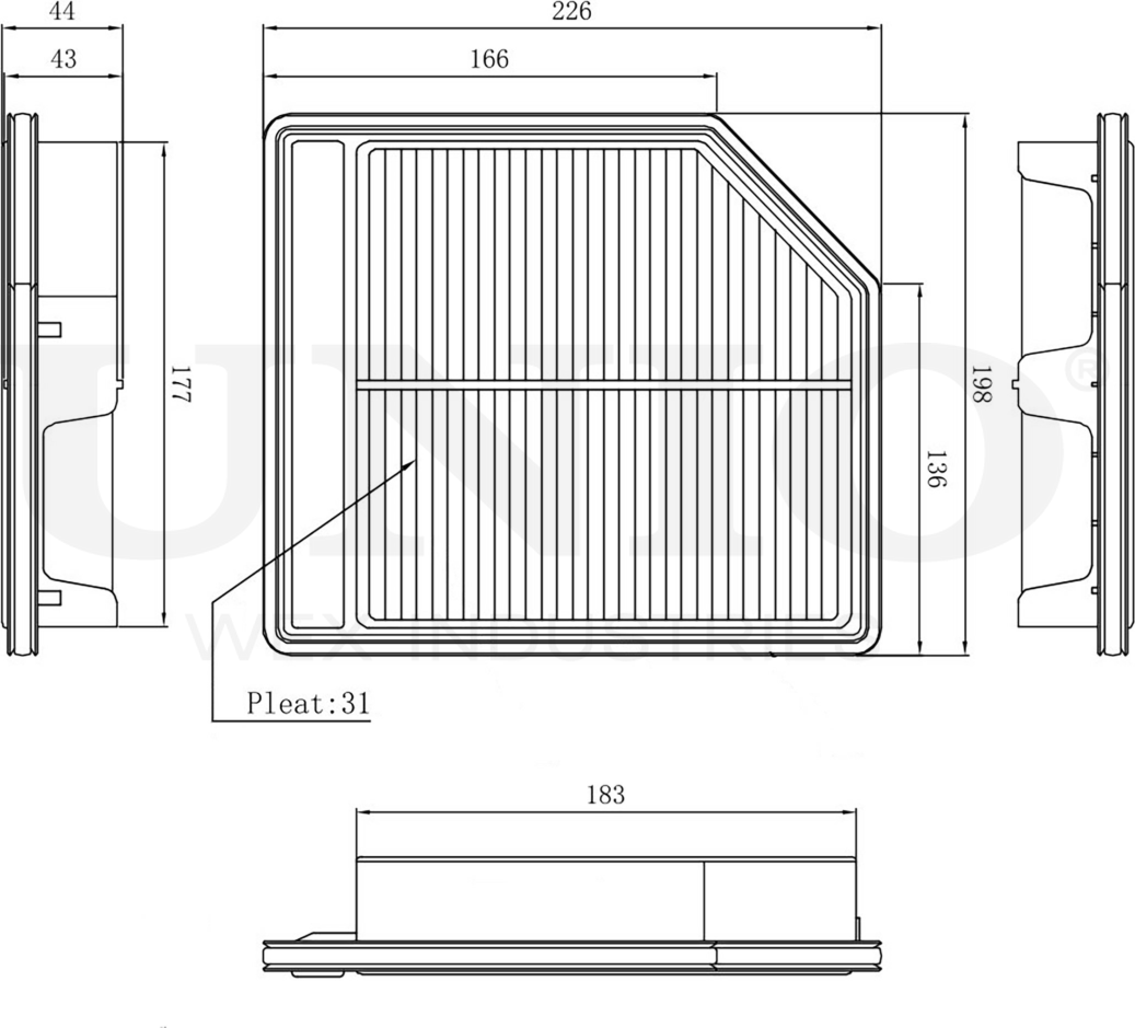 Фильтр воздушный (Unio). Артикул FLT-10015