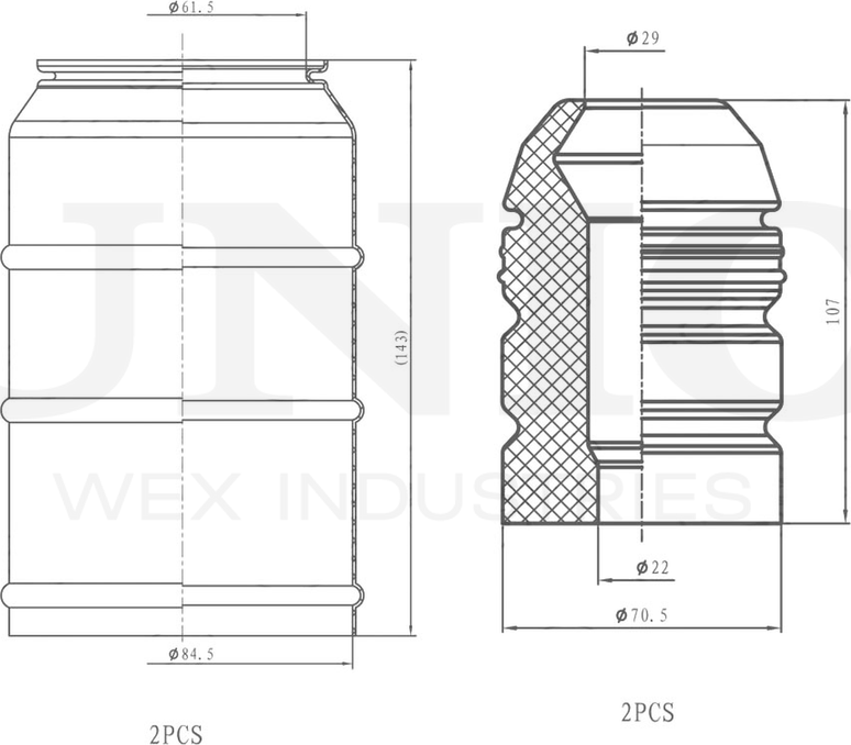 Отбойник и пыльник амортизатора, комплект (Unio). Артикул DUC-50099