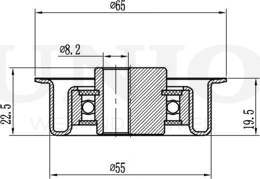 Ролик зубчатого ремня ГРМ натяжной (Unio). Артикул TNS-10177