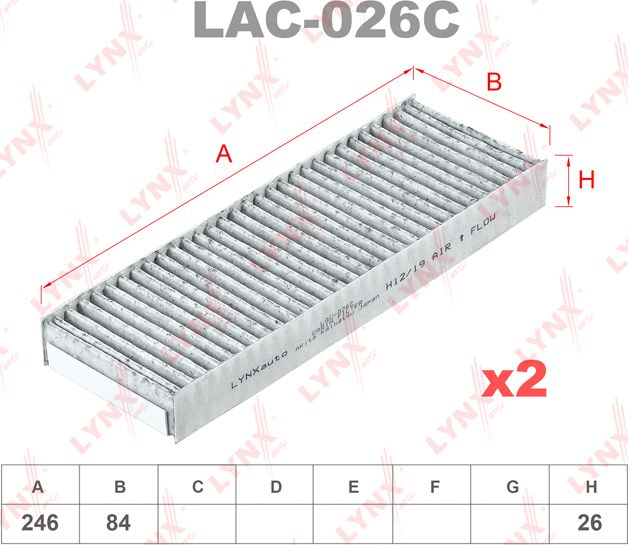 Салонный фильтр LYNXauto. Артикул LAC-026C