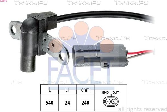 Датчик положения коленвала Facet Made in Italy - OE Equivalent для Renault 25 1984-1993. Артикул 9.0016