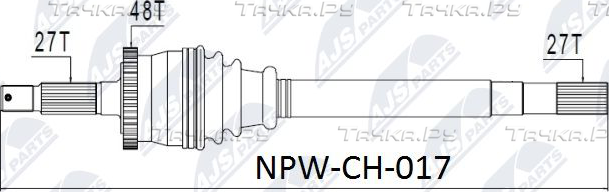 Полуось (привод в сборе, приводной вал) NTY. Артикул NPW-CH-017