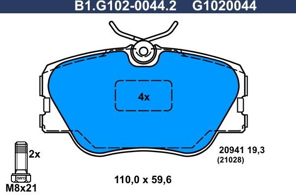 Тормозные колодки Galfer. Артикул B1.G102-0044.2