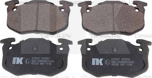 Тормозные колодки NK задние для Renault Clio II 1998-2013. Артикул 223927