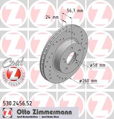 Тормозной диск Zimmermann SPORT Z. Артикул 530.2456.52