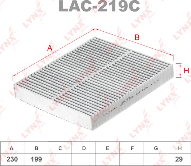 Салонный фильтр LYNXauto. Артикул LAC-219C