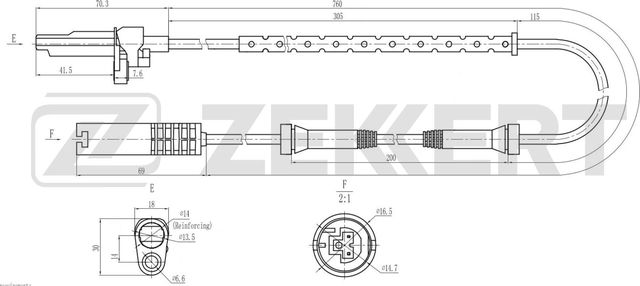Датчик ABS Zekkert передний/задний для BMW 5 IV (E39) 1995-1998. Артикул SE-6184