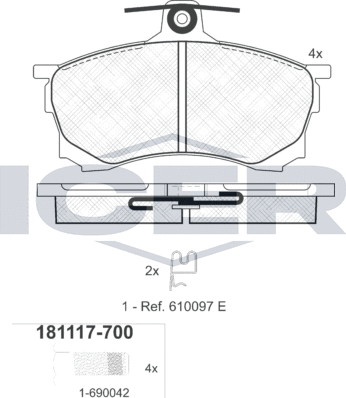 Тормозные колодки Icer. Артикул 181117-700