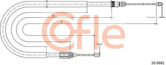 Трос ручника (тросик ручного тормоза) Cofle задний правый/левый для Renault Scenic II 2000-2003. Артикул 92.10.6681