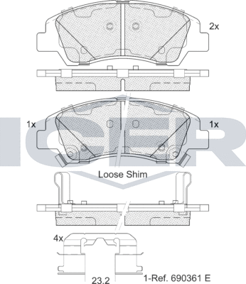 Тормозные колодки Icer. Артикул 182178