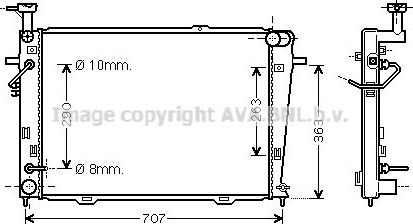 Радиатор охлаждения двигателя AVA. Артикул HY2127