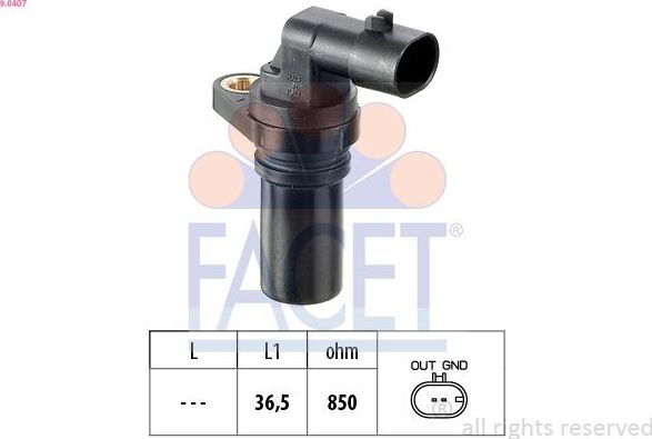 Датчик положения коленвала Facet Made in Italy - OE Equivalent для Fiat Tipo 356 2015-2026. Артикул 9.0407