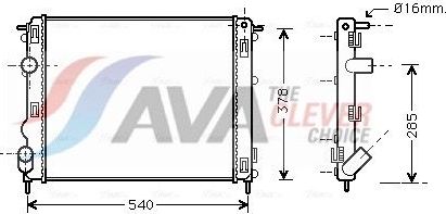 Радиатор охлаждения двигателя AVA. Артикул RTA2272