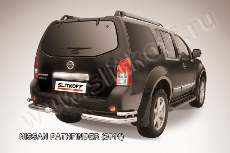 Защита Slitkoff задняя d76/42 уголки двойные для Nissan Pathfinder R51 2011-2014. Артикул NIP11-009