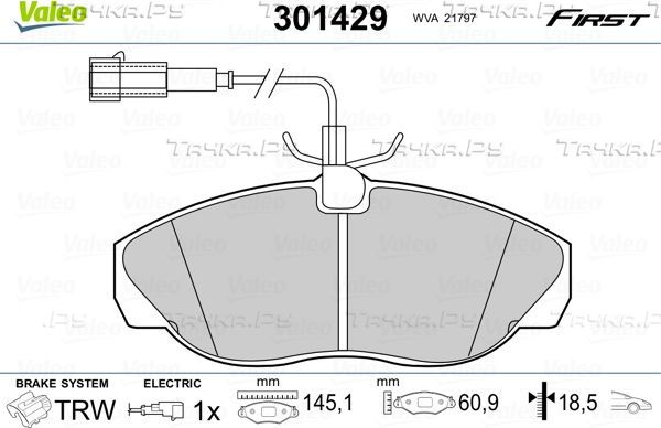 Тормозные колодки Valeo First передние для Citroen Jumper I 1994-2002. Артикул 301429