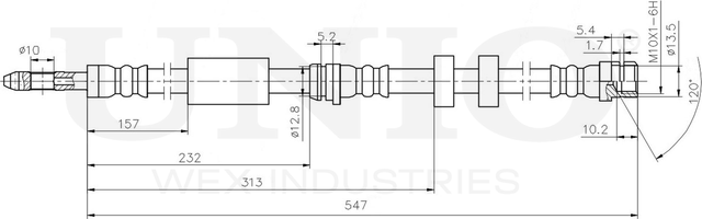 Шланг тормозной (Unio). Артикул BRH-10106