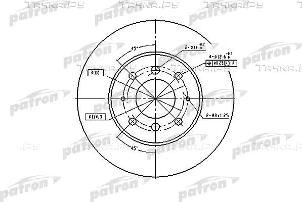 Тормозной диск Patron передний для Mitsubishi Galant VII 1992-1996. Артикул PBD4345