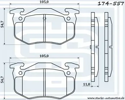 Колодки тормозные задние (Starke). Артикул 174557