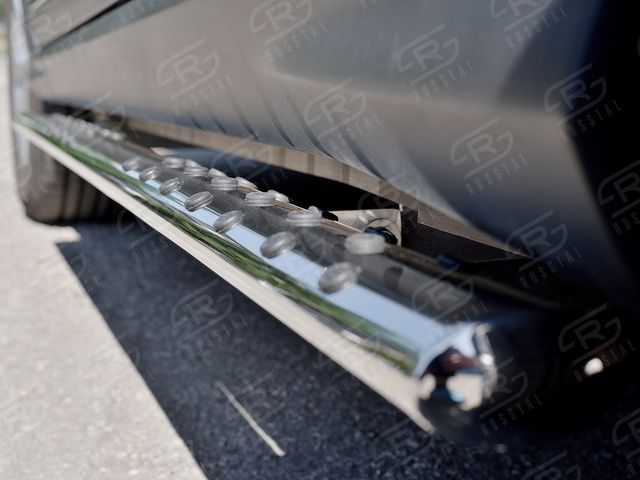 Защита порогов RusStal труба d75х42 овал с проступью для Chery Tiggo 5 2014-2016. Артикул CT5O-002265