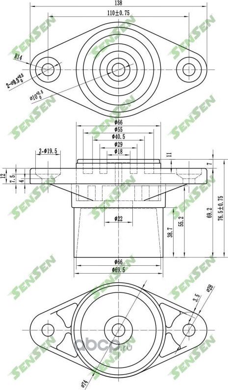 ОПОРА АМОРТИЗАТОРА ЗАДНЕГО ВЕРХНЯЯ VW PASSAT ALL 97 (Sensen) Sensen. Артикул M61195