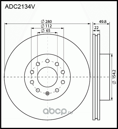 Диск тормозной | перед | (Allied Nippon). Артикул ADC2134V