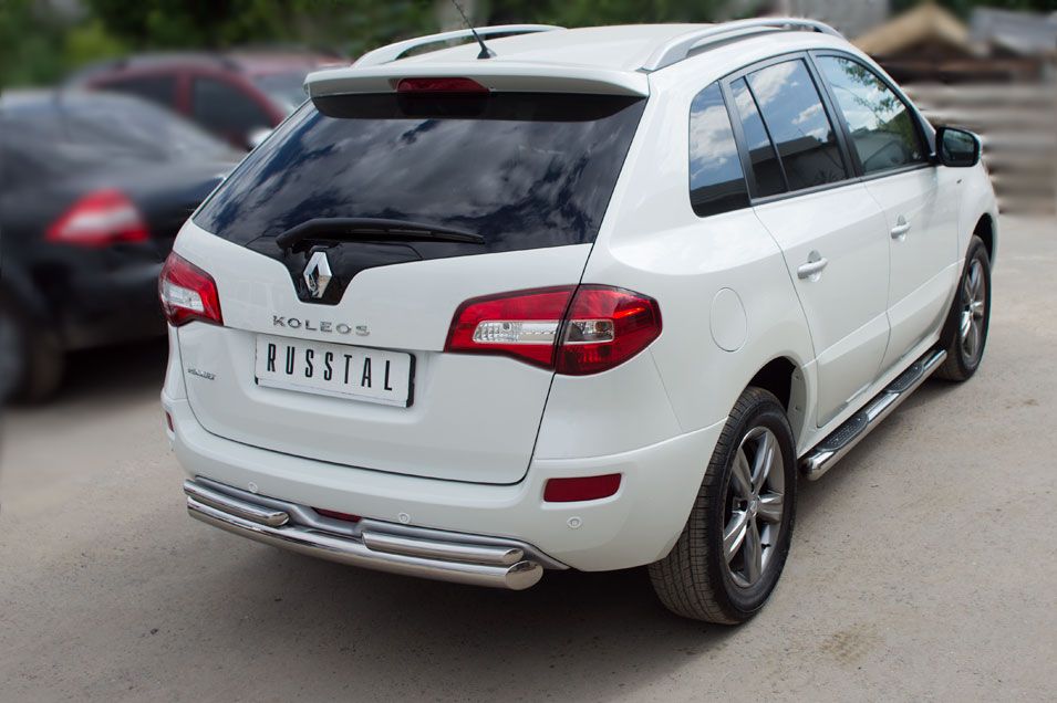Защита RusStal заднего бампера d76/42 для Renault Koleos 2012-2026. Артикул RKZ-000592