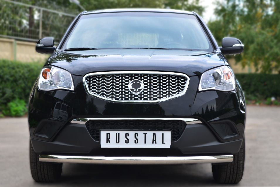 Защита RusStal переднего бампера d63 (дуга) для SsangYong Actyon II 2010-2013. Артикул SAZ-001420