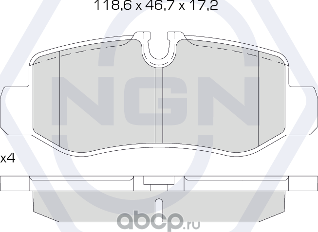 Колодки тормозные керамические, задние (NGN). Артикул 3502519