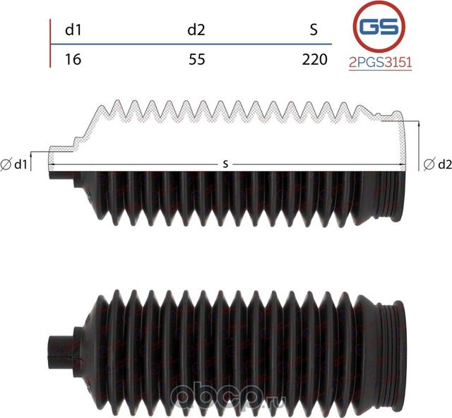 Пыльник рулевой рейки Hyundai H100 (HE, HR) 2004 (GS). Артикул 2PGS3151