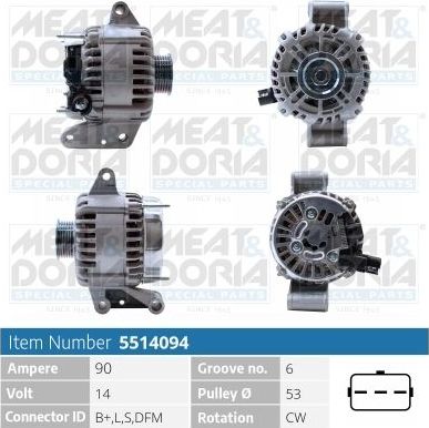 Генератор Meat & Doria для Ford Mondeo III 2000-2007. Артикул 5514094