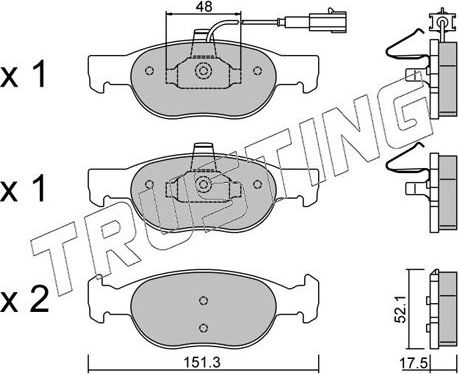 Тормозные колодки Trusting передние для Fiat Marea 1996-2002. Артикул 081.0