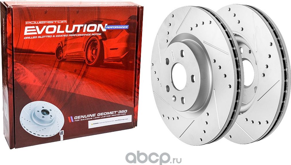 Передний тормозной диск Evolution с перфорацией и насечками, в покрытии GEOMET P (Powerstop). Артикул AR82125