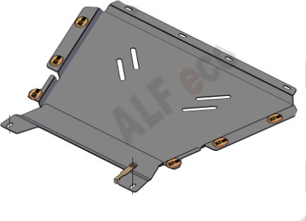 Защита алюминиевая Alfeco для картера и КПП Renault Kangoo II рестайлинг 2008-2013. Артикул ALF.18.56al