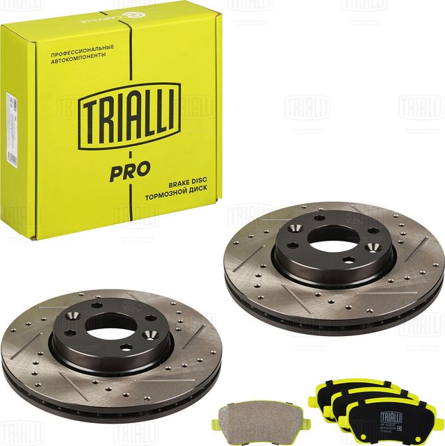 комплект тормозов TRIALLI для а/м Vesta (15-) диск торм перф.(2шт.)+колодки кера. Артикул BK0951S