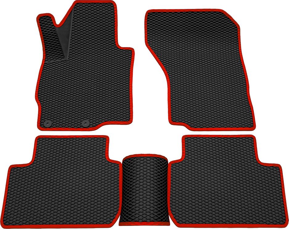 Коврики Rezkon 3D EVA ромб резиновые для салона Mitsubishi Outlander III 2012-2026 Красный кант. Артикул 9224015104