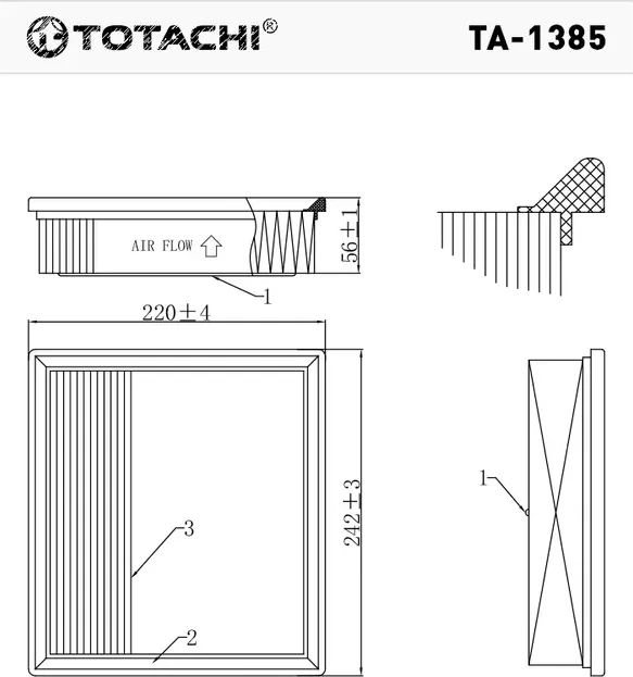 Фильтр воздушный двигателя (TOTACHI TA-1385 A-1033 17801-31130) Totachi. Артикул TA1385