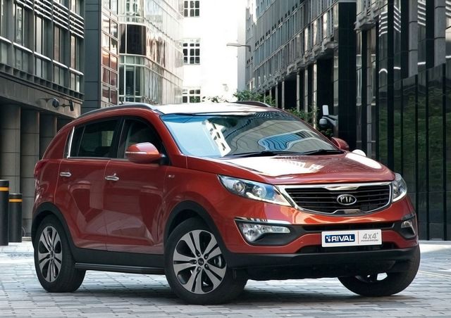 Пороги алюминиевые Rival Premium-Black для Kia Sportage III 2010-2014. Артикул A173ALB.2303.2