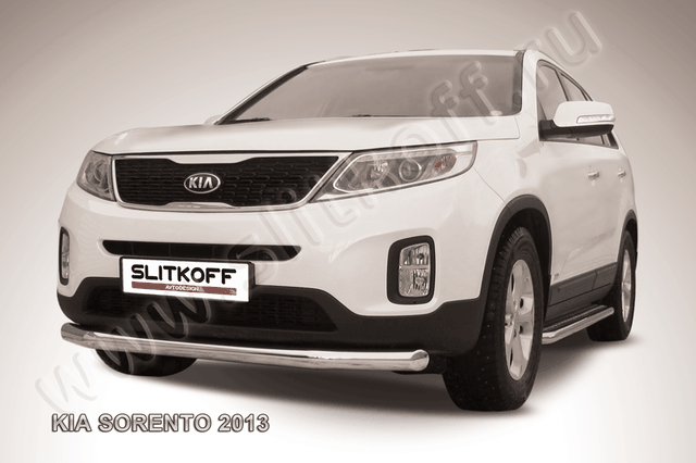 Защита Slitkoff переднего бампера d76 для Kia Sorento II рестайлинг 2012-2026. Артикул KS13-002