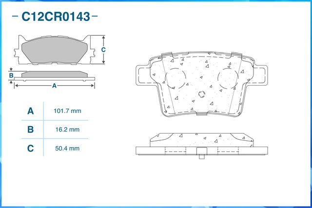 Колодки тормозные задние (NAO) (Cworks). Артикул C12CR0143