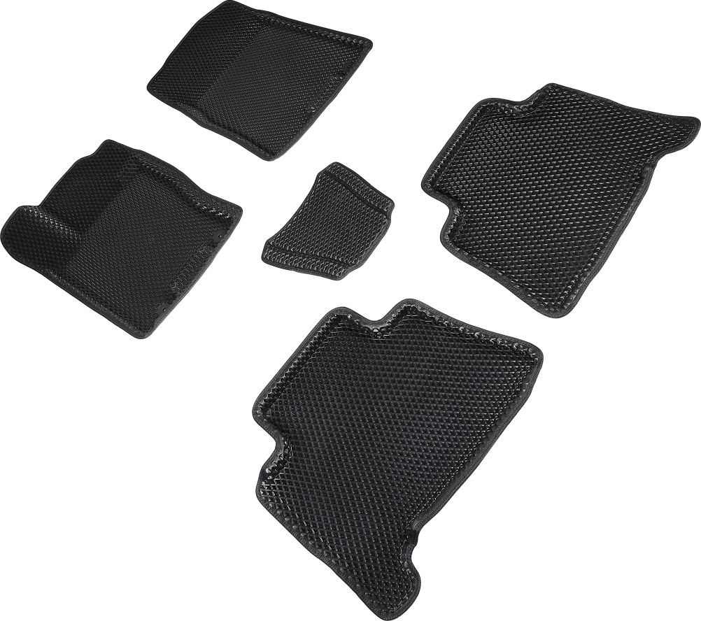 Коврики Seintex 3D EVA ромб для салона Kia Mohave (навес. пед) 2008-2026 ЧЕРНЫЕ. Артикул 98193