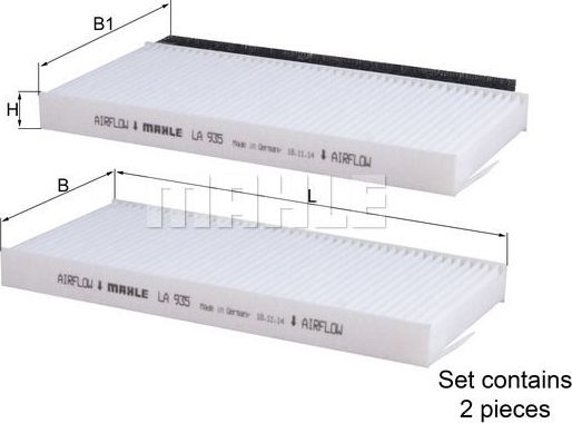 Салонный фильтр Mahle. Артикул LA 935/S