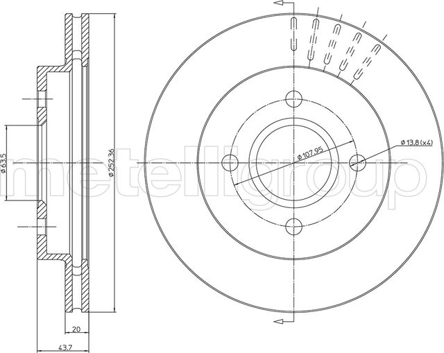 Тормозной диск Metelli задний для Ford Scorpio II 1994-1998. Артикул 23-0317