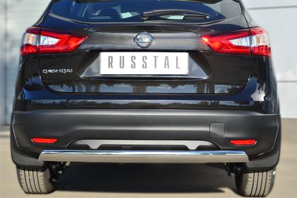 Защита RusStal заднего бампера d75х42 (дуга) для Nissan Qashqai II 2014-2018. Артикул NQQZ-001799