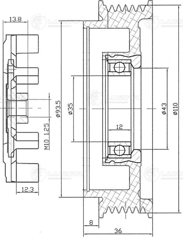 Муфта MB C(W203)/M(W164) срывная компрессора кондиц. (Luzar). Артикул LCC1501