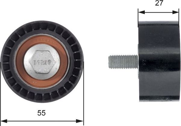 Направляющий (ведущий) ролик ремня ГРМ Gates PowerGrip® для Lada Vesta I 2015-2026. Артикул T42150