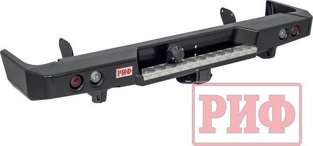 Бампер силовой РИФ задний с квадратом под фаркоп и фонарями стандарт для Toyota Land Cruiser 78 2006-2026. Артикул RIF078-21150