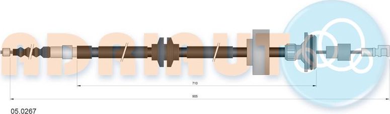 Трос ручника (тросик ручного тормоза) Adriauto. Артикул 05.0267